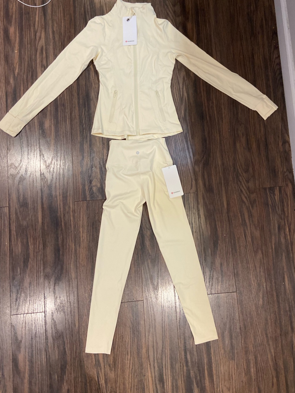 Women's Light Cream Active Jacket & Legging Set